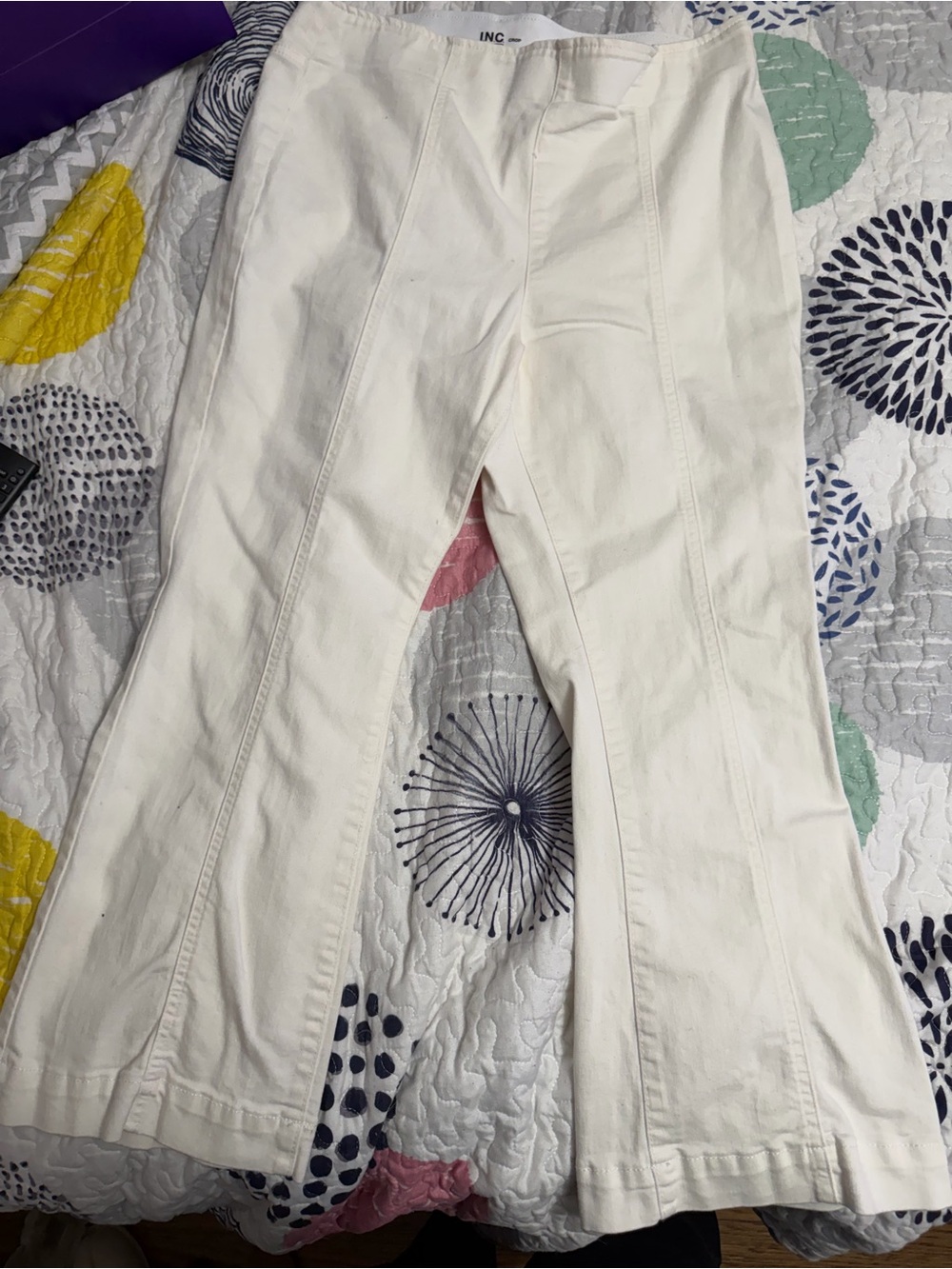 INC International Concepts White Crop Flare Pants Size 16